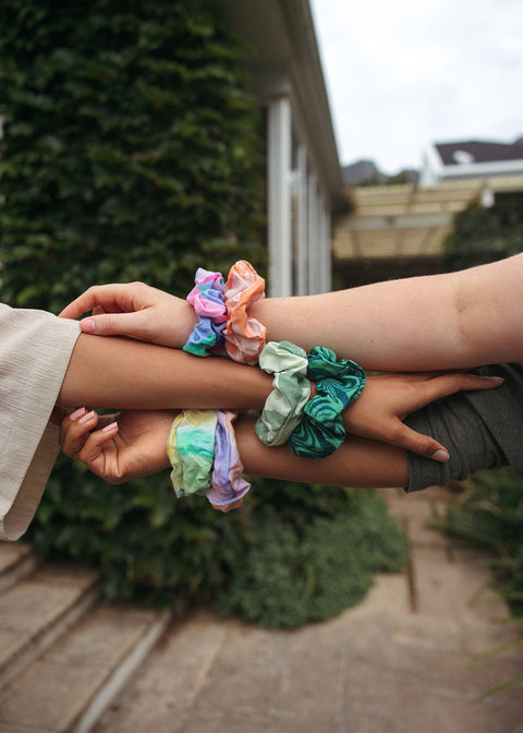 patterned scrunchies in every colour