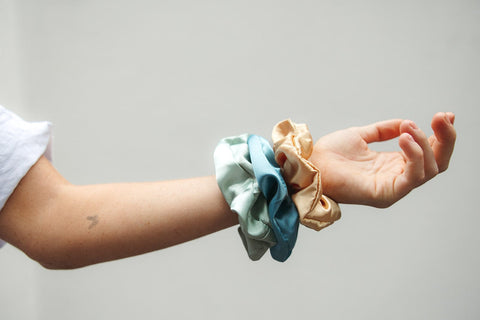 Sea Blue Satin Scrunchy