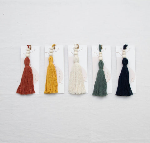 All 5 different tassels shown from the front