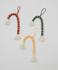 Macramé Candy Canes in red, yellow, and green