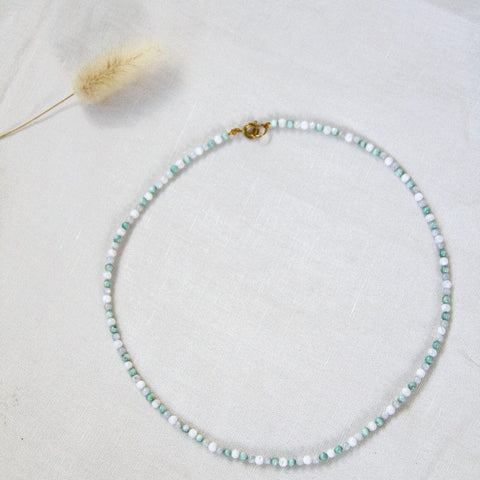 Cloud Shell Necklace with mint beads