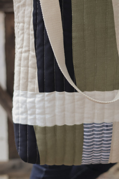 Quilted Patchwork Black-Olive-Stripes
