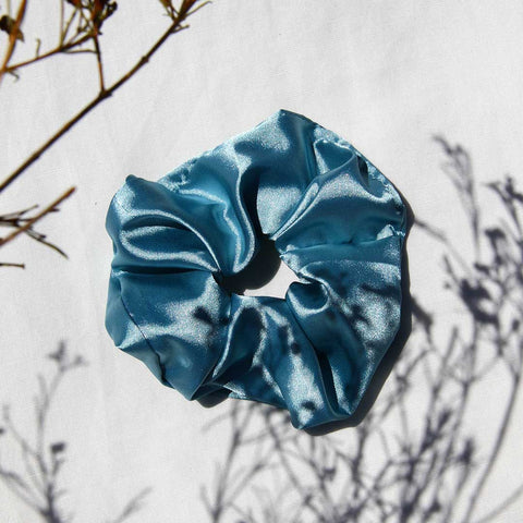 Sea Blue Satin Scrunchy