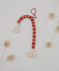 red candy cane macrame ornament