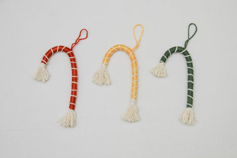 candy cane macrame ornaments