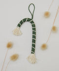 green macrame candy cane ornmanet