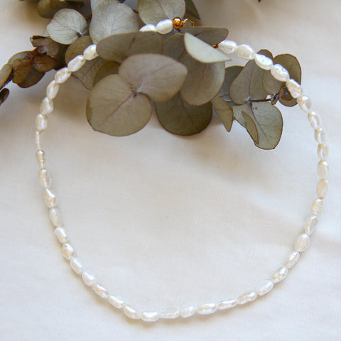 Freshwater Pearl Necklace presented from the top