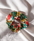 retro floral scrunchy on white background