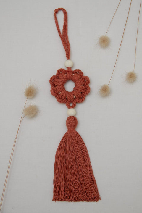 large red tassel macrame ornament